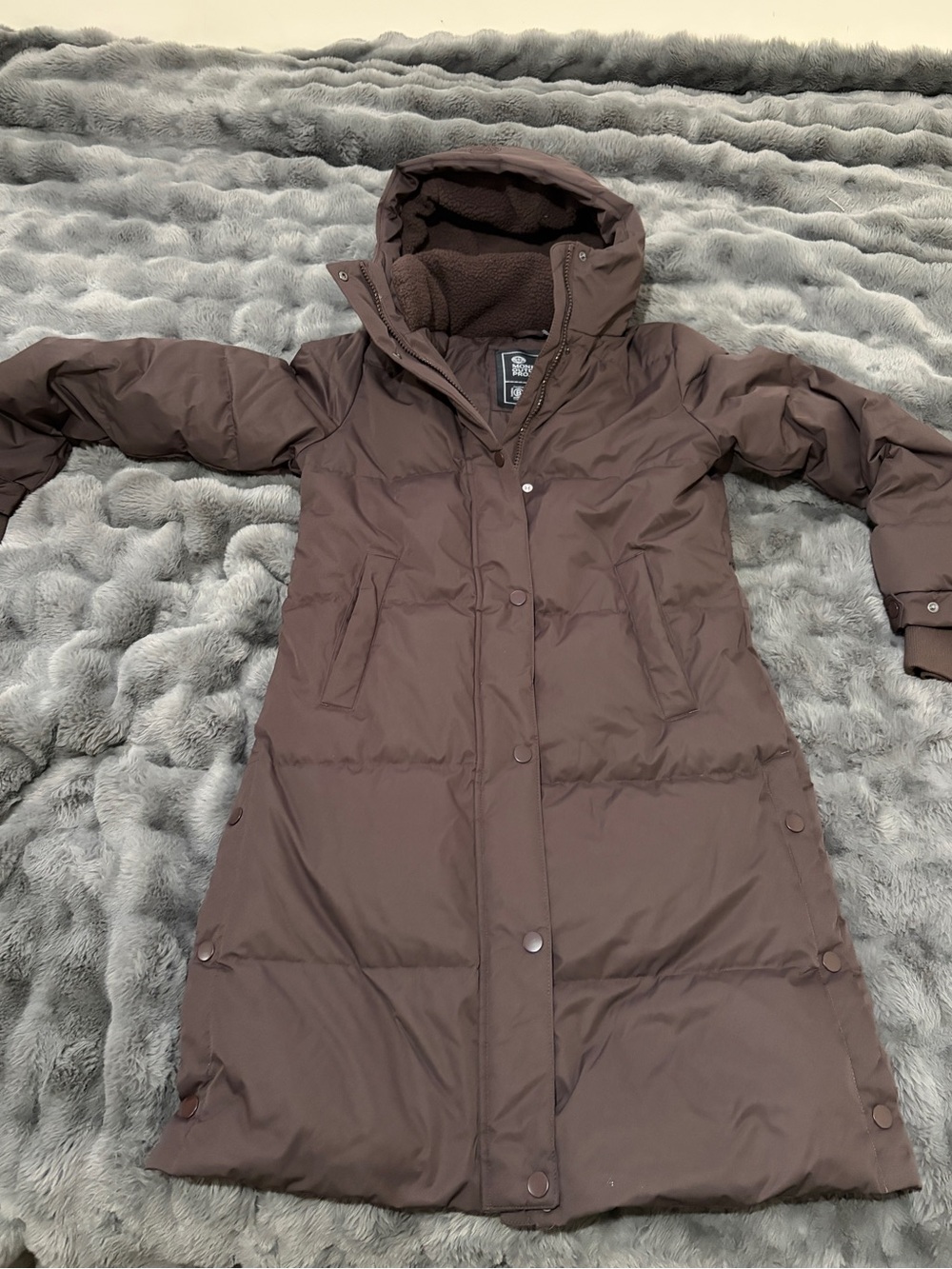 Mindetta Outdoor Project Long Puffer Coat with Hood - Brown - Small